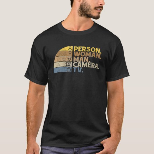 Persoon Man Camera TV Retro Cadeon T-shirt (Voorkant)