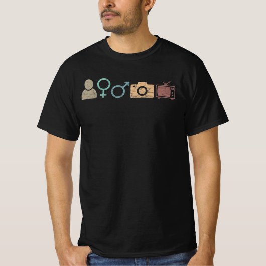 Persoon Man Camera TV-symbool en -pictogram T-shirt (Voorkant)