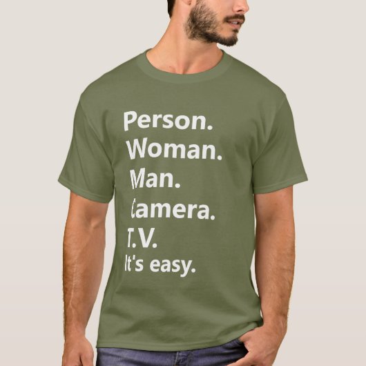 Persoon Man Camera TV Trump Memory Test T-shirt (Voorkant)