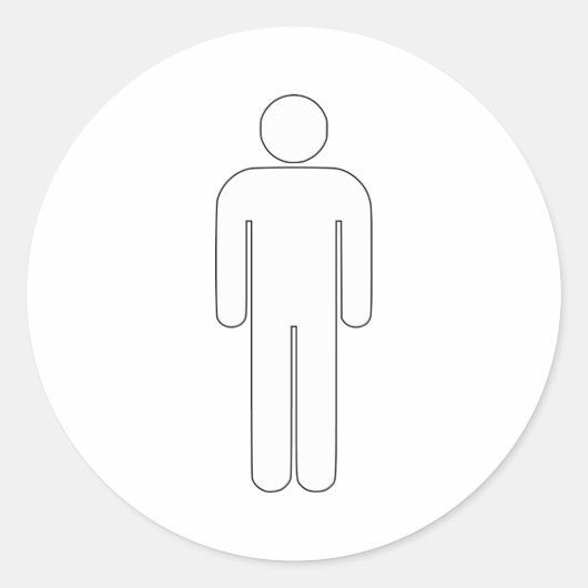 Persoon Man Universal Silhouette Classic Comic Ronde Sticker (Voorkant)