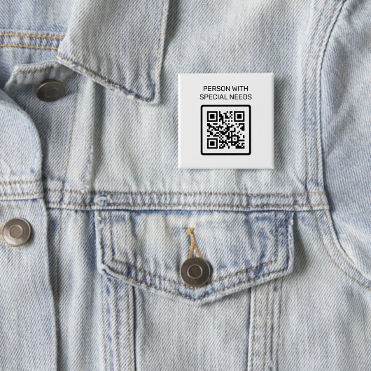 Persoon met bijzondere behoeften QR-code Vierkante Button 5,1 Cm (In situ)