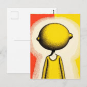 Persoon met een citroen als hoofd briefkaart (Voorkant / Achterkant)