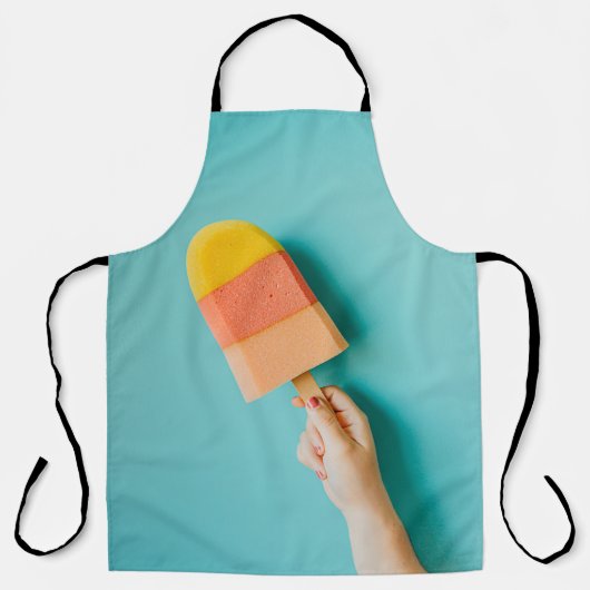Persoon met gele en roze paprika schort (Voorkant)