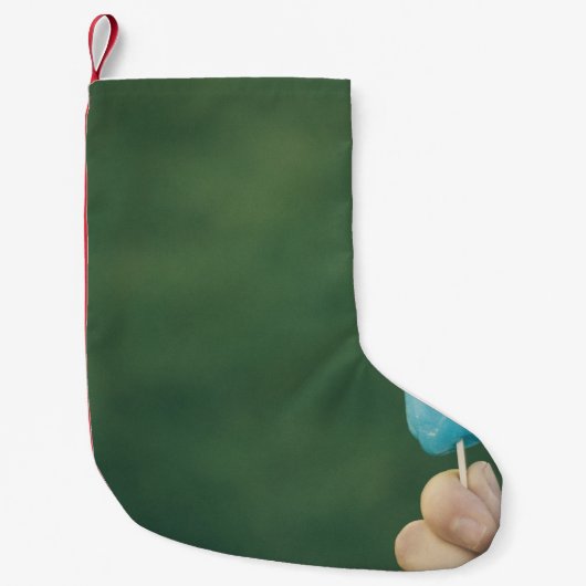 Persoon met ijspop kleine kerstsok (Voorkant)