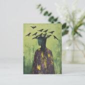 Persoon Met Vogels Op Hun Hoofd Briefkaart (Staand voorkant)