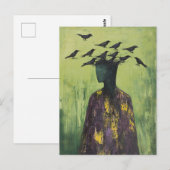Persoon Met Vogels Op Hun Hoofd Briefkaart (Voorkant / Achterkant)