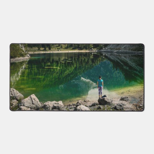 Persoon op het bergmeer bureaumat (Voorkant)