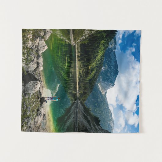 Persoon op het bergmeer wandkleed (Voorkant (horizontaal))