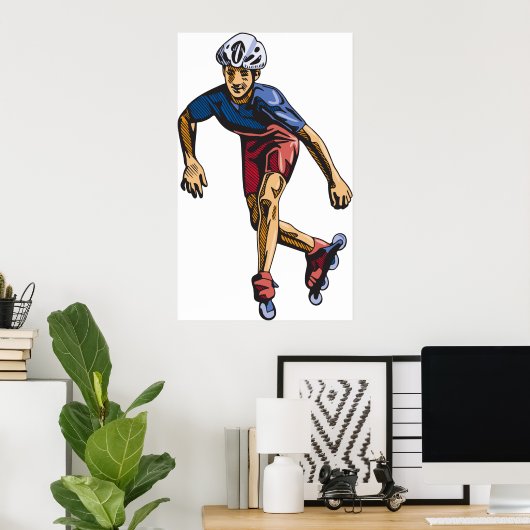 Persoon Rollerblading Poster (Thuiskantoor)
