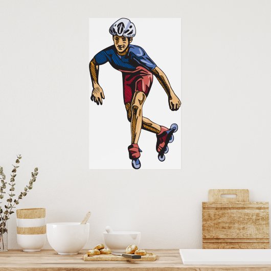 Persoon Rollerblading Poster (Keuken)