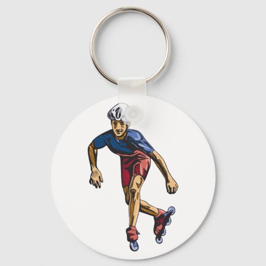 Persoon Rollerblading Sleutelhanger (Voorkant)