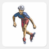 Persoon Rollerblading Vierkante Sticker (Voorkant)