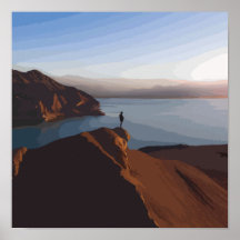 Persoon staat op bruine rockvorming nabij lichaam