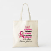 Persoon steunt de vechter borstkanker bewustzijn tote bag (Achterkant)