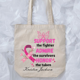 Persoon steunt de vechter borstkanker bewustzijn tote bag