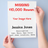 Persoon Vermist Aangepaste Foto Beloning Rood Zwar Flyer (Hand)