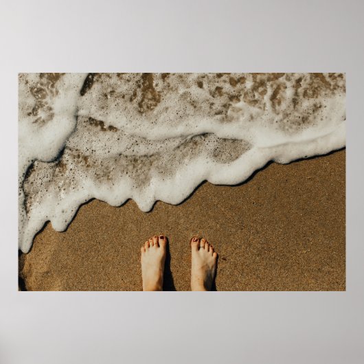 Persoon voeten op zee poster (Voorkant)