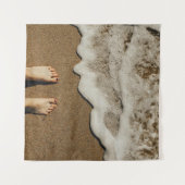 Persoon voeten op zee wandkleed (Voorkant (horizontaal))