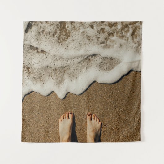 Persoon voeten op zee wandkleed (Voorkant)
