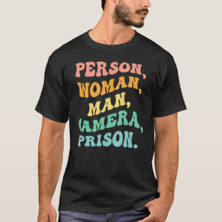 Persoon Vrouw Man Camera Gevangenis Groovy Ret T-shirt