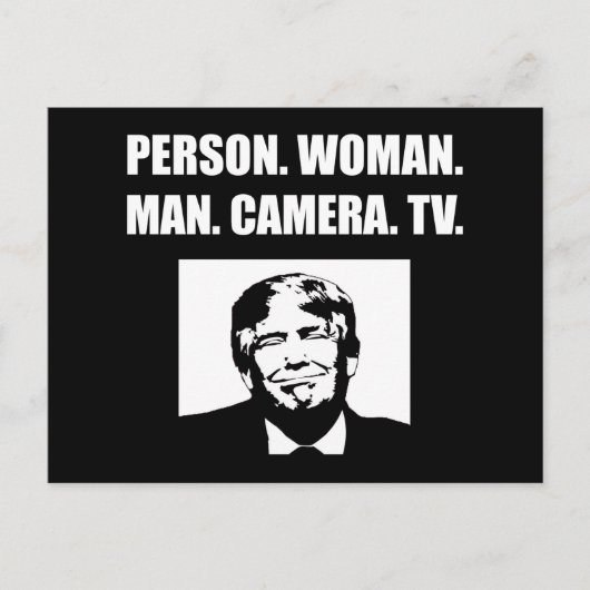Persoon. Vrouw. Man. Camera. TV. Anti-Trump Briefkaart (Voorkant)