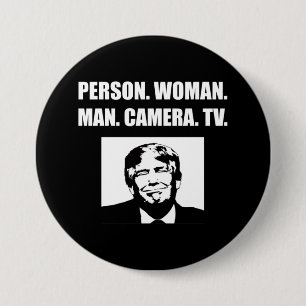 Persoon. Vrouw. Man. Camera. TV. Anti-Trump Ronde Button 7,6 Cm