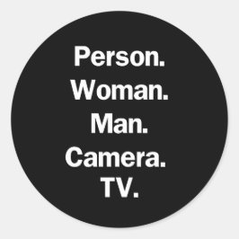 Persoon. Vrouw. Man. Camera. TV. Ronde Sticker