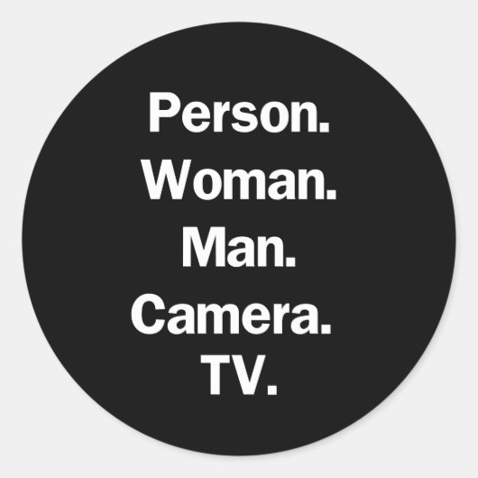 Persoon. Vrouw. Man. Camera. TV. Ronde Sticker (Voorkant)