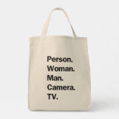 Persoon. Vrouw. Man. Camera. TV. Tote Bag (Achterkant)