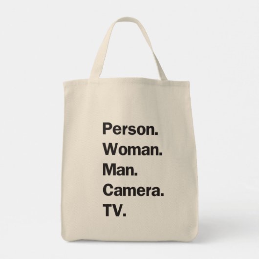 Persoon. Vrouw. Man. Camera. TV. Tote Bag (Achterkant)