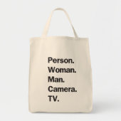 Persoon. Vrouw. Man. Camera. TV. Tote Bag (Voorkant)