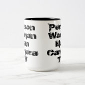 Persoon, vrouw, Man, camera, tv Tweekleurige Koffiemok (Center)