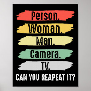 Persoon. Vrouw. Man. Camera. Tv Vintage Grappig Po Poster