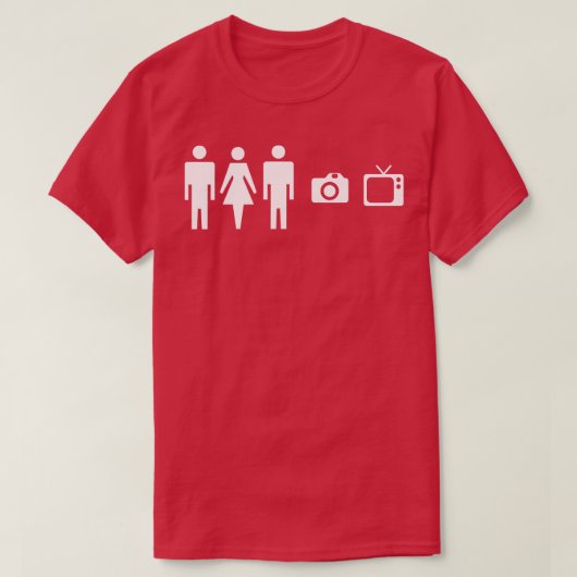 Persoon Vrouwen Man Camera TV Cognitieve Test T-shirt (Design voorkant)