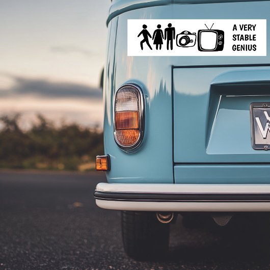 PERSOON Woman Man Camera TV STABLE GENIUS Bumpersticker