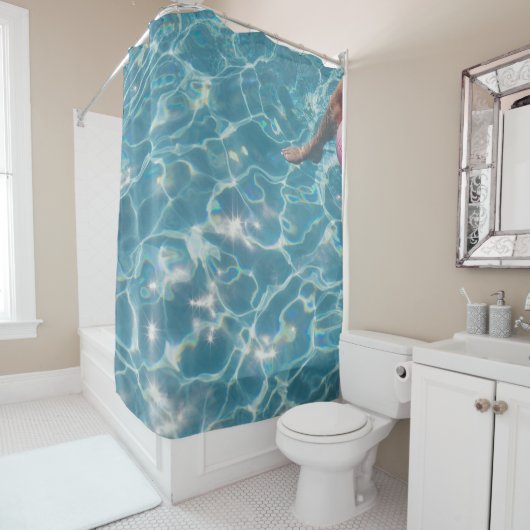 Persoon zwembad douchegordijn (In situ)