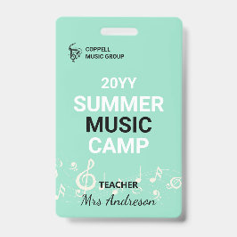 Persoonbadge voor muziekdocent Zomer Muziekkamp Badge