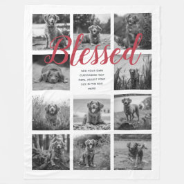 Persoonlijk 11 Photo Collage BLESSED White Red Fleece Deken