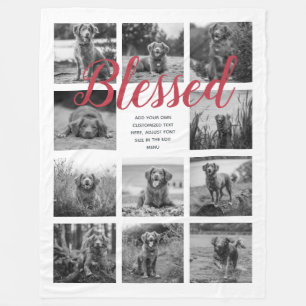 Persoonlijk 11 Photo Collage BLESSED White Red Fleece Deken
