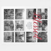 Persoonlijk 11 Photo Collage BLESSED White Red Fleece Deken (Voorkant (Horizontaal))