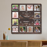 Persoonlijk 12 Foto Collage Rustic Barn Wood Vierkante Klok<br><div class="desc">Create your own foto collage wall clock with 12 of your favorite pictures. Foto van frame clock helps you treasure your special moments and also makes a thoughtful gift for ouders, grootouders and friends. The personalized familiy clock makes it a perfect gift for all gelegenheden. Personalize with familiy name and...</div>