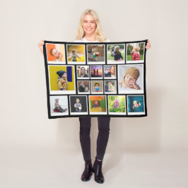 Persoonlijk 18 Foto Collage Modern Trendy Black Fleece Deken