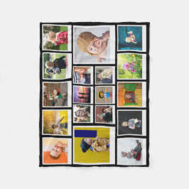 Persoonlijk 18 Foto Collage Modern Trendy Black Fleece Deken