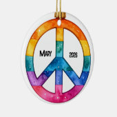 Persoonlijk 1970's vredesteken keramisch ornament (Rechts)