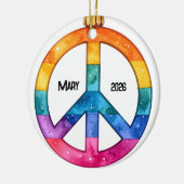 Persoonlijk 1970's vredesteken keramisch ornament (Links)