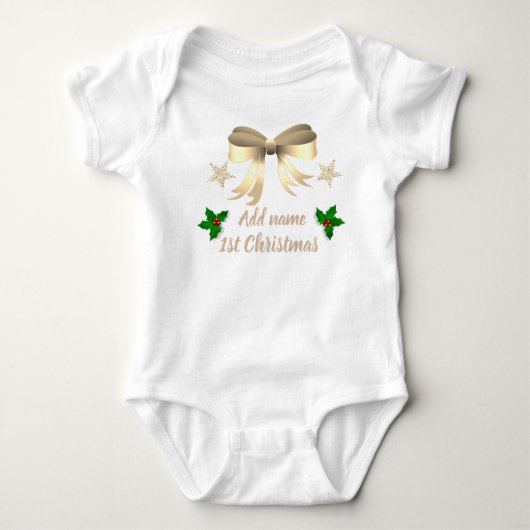 Persoonlijk 1e kerst babybody romper (Voorkant)