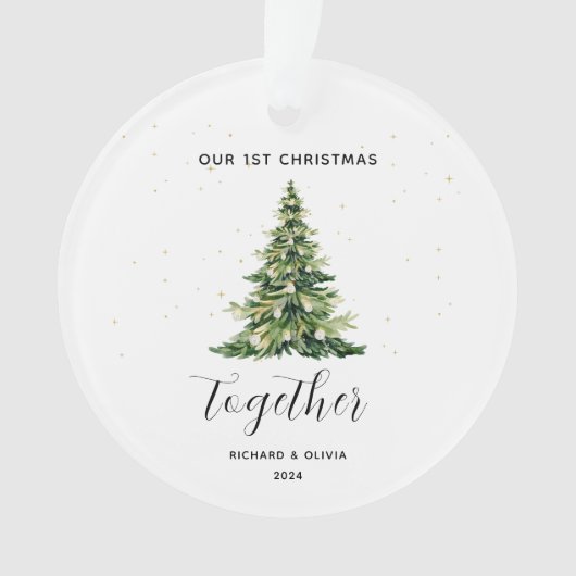 Persoonlijk 1e kerstfeest samen cadeau voor koppel ornament (voorkant)