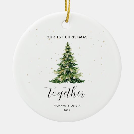 Persoonlijk 1e Kerstmis Samen Koppel Cadeau Keramisch Ornament (Voorkant)
