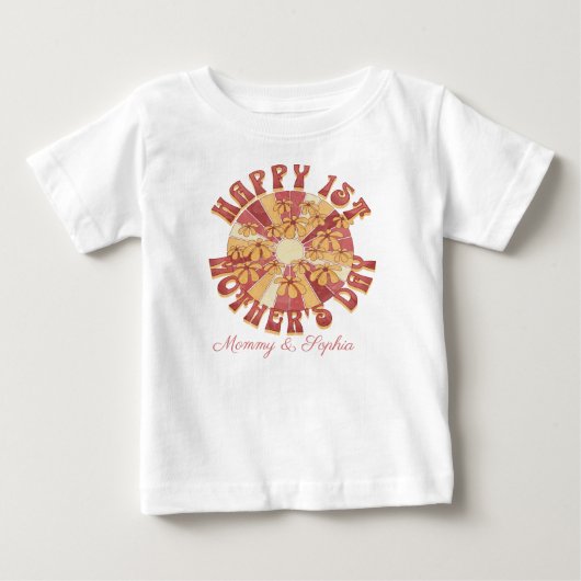Persoonlijk 1e Moederdag Baby T-Shirt (Voorkant)
