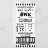 Persoonlijk 1e verjaardag Hockey Ticket Party Kaart (Voorkant)